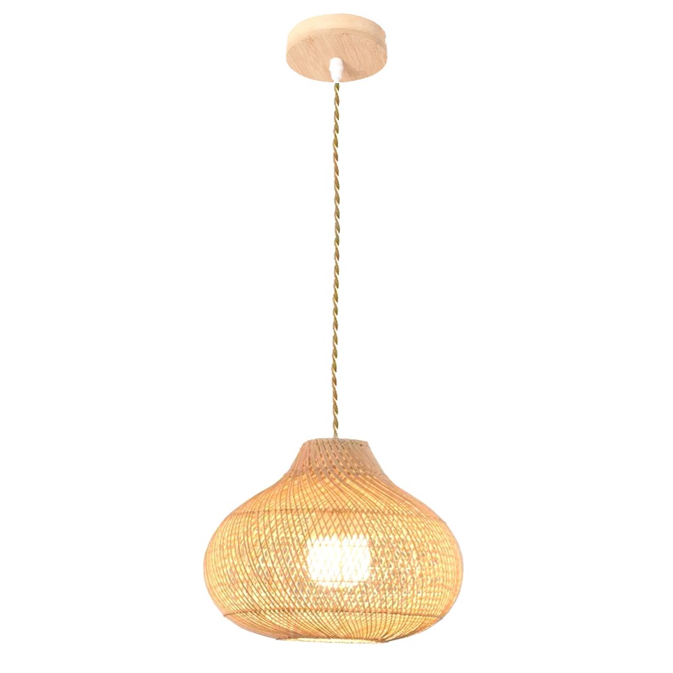 Lúminaria Pendente Rattan de Palha Nova Guine Detalhes